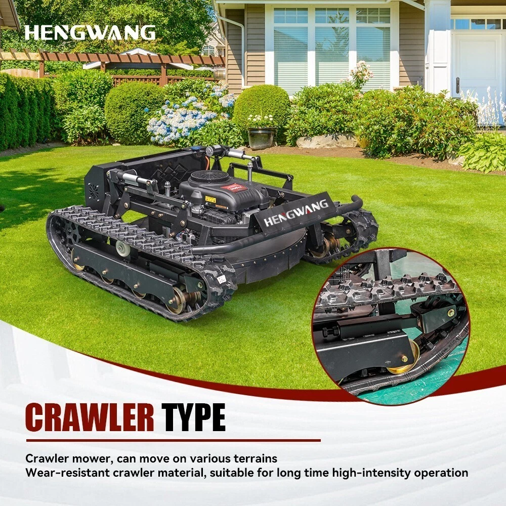 Gasoline remote control lawn mower, 65° climbing, adjustable cutting height
