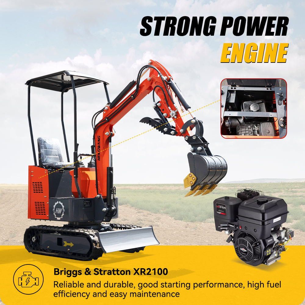 Household 2000 lb Mini Excavator With Powerful And High Digging Force B&S Engine