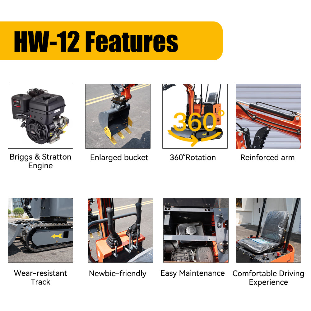 Household 2000 lb Mini Excavator With Powerful And High Digging Force B&S Engine