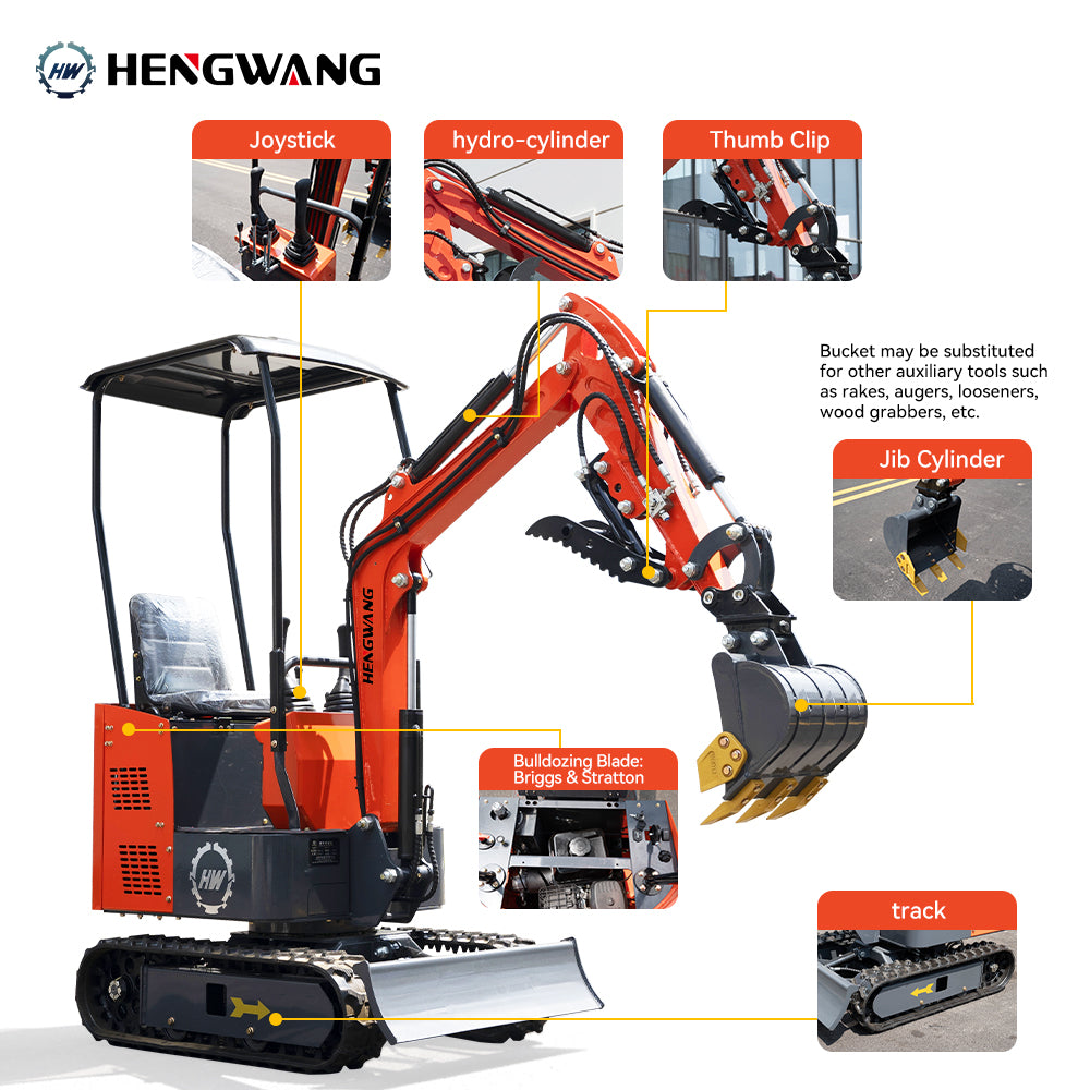 Household 2000 lb Mini Excavator With Powerful And High Digging Force B&S Engine