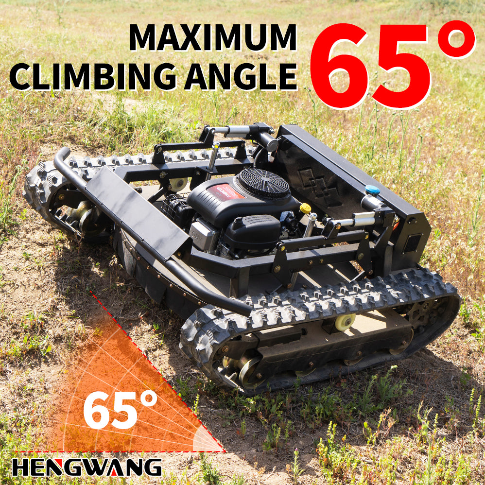 Gasoline remote control lawn mower, 65° climbing, adjustable cutting height