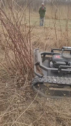 Gasoline remote control lawn mower, 65° climbing, adjustable cutting height